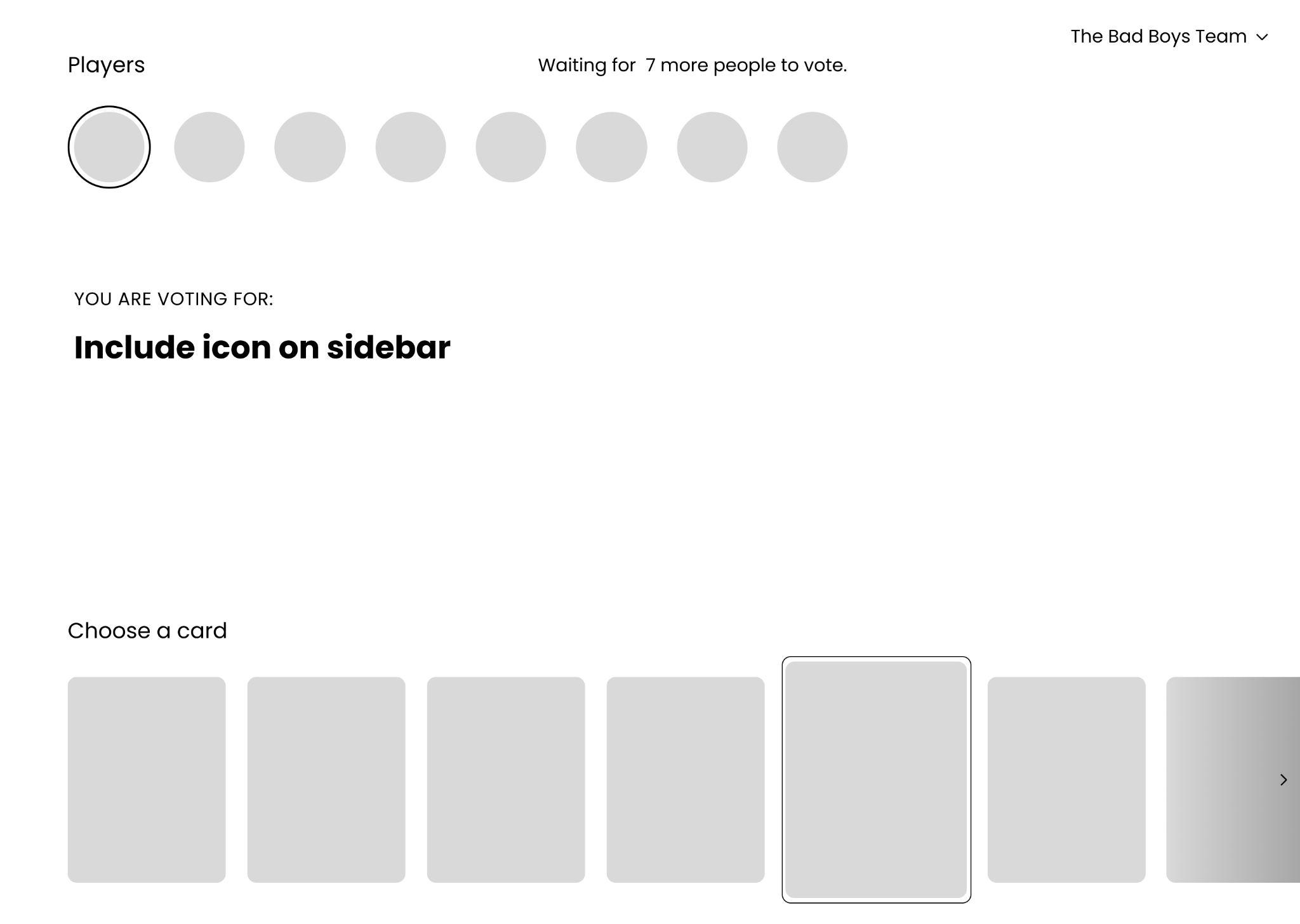 Early wireframe with the estimated story prominent on screen
